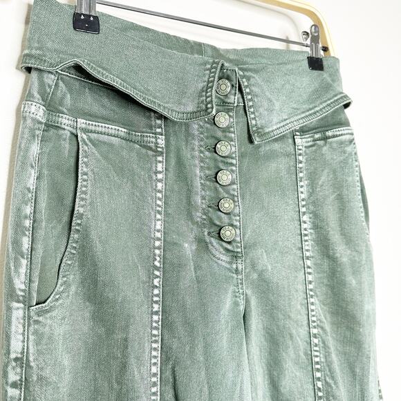 Ulla Johnson Kingston Army Green High Rise Pegged Crop Jeans size 2 - Picture 6 of 13